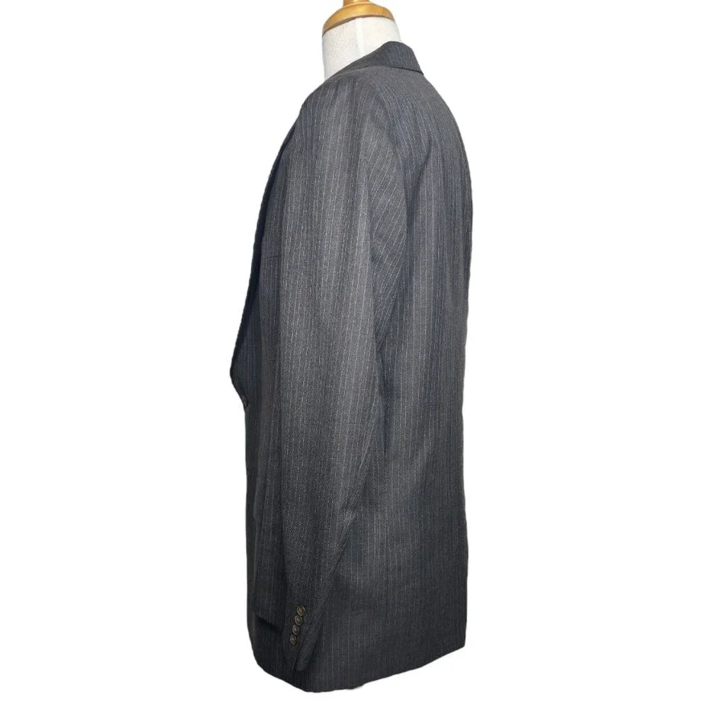 Christian Dior Vintage Wool Men's Single Breast Blazer Brown Striped 46R - Picture 7 of 12
